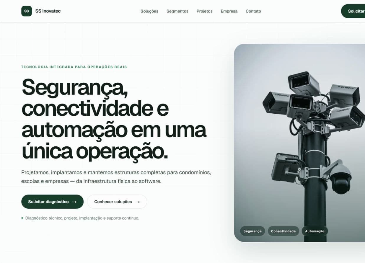 Página inicial do site SS Inovatec
